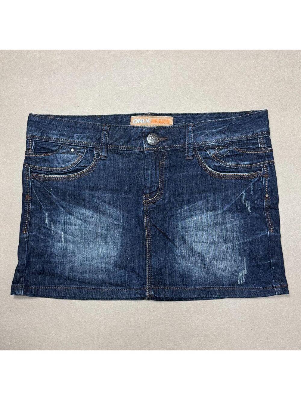 Vintage Y2K Denim Micro Mini Skirt Low Rise Faded